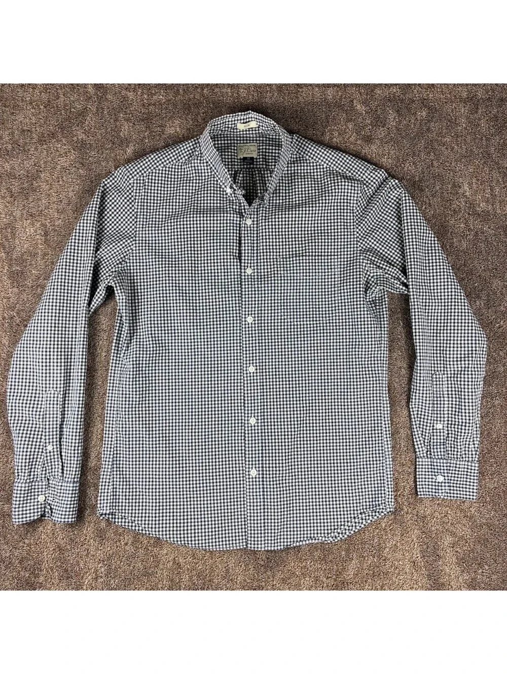 J. Crew Men's Blue & White Slim Long Sleeve Button Up Shirt